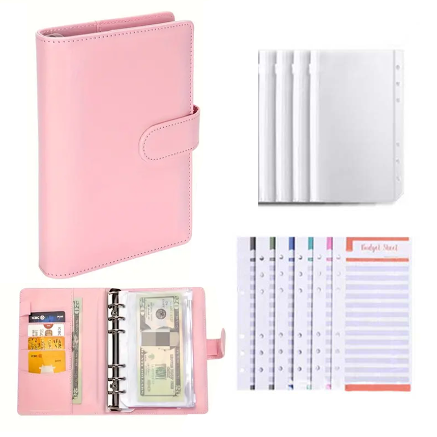Planner Weekly Budget - Pengikat Anggaran Kulit PU dengan Kantong