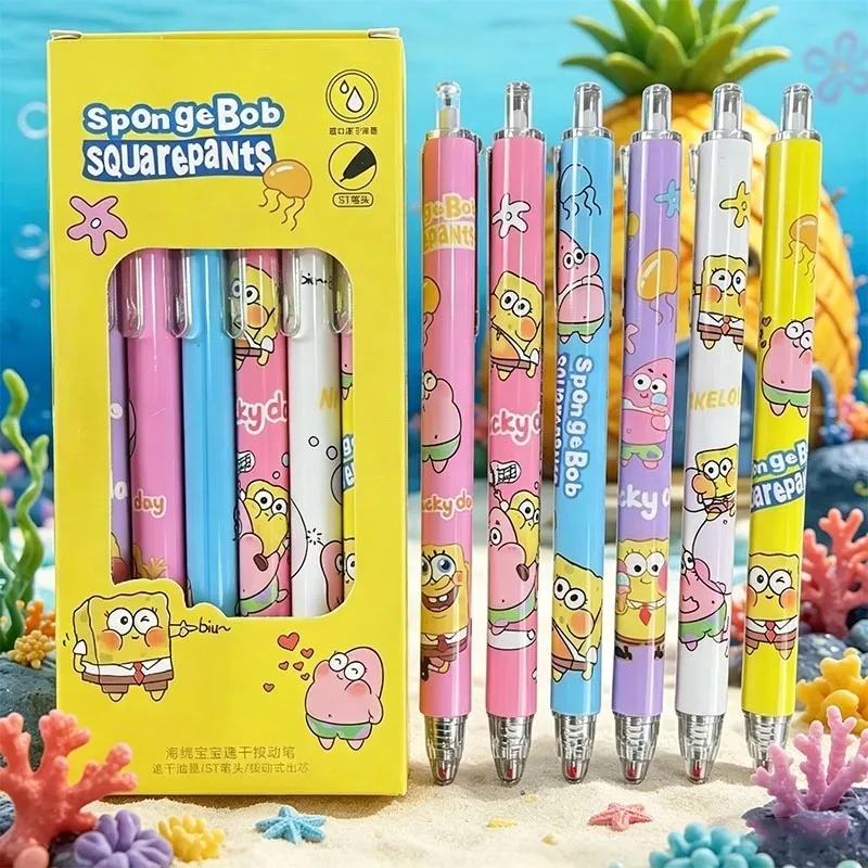 Stationery Supply - Pulpen Gel Retractable Kotak Kartun SpongeBob