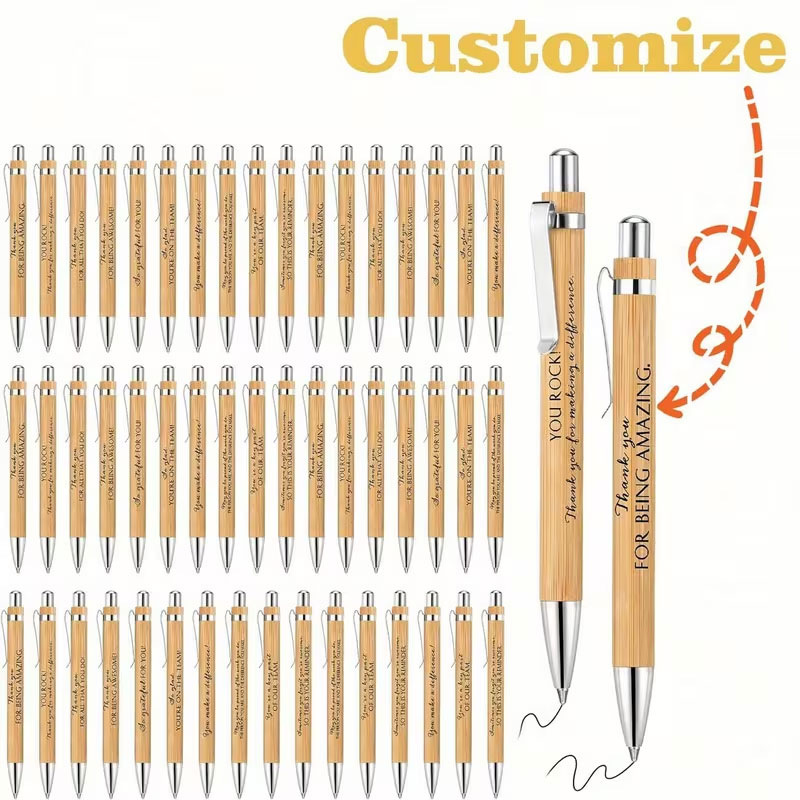 Ideal Stationery & Office Supply - 30Pcs/60Pcs/80Pcs/120Pcs Pulpen Bambu Retractable yang Dipersonalisasi